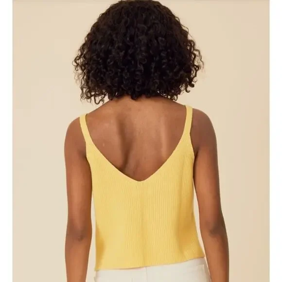 One Grey Day Orson Knit Crop Tank Cotton Silk Blend Sunbeam Butter Yellow Sz Med - Picture 2 of 14